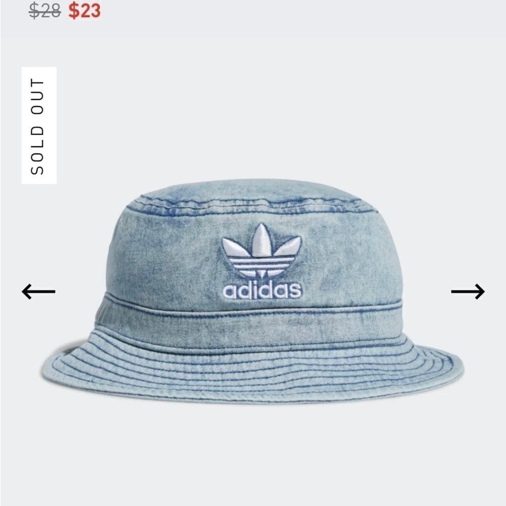 🆕️Adidas denim trefoil Women's stonewashed classic Logo Bucket Hat OS - Picture 14 of 16